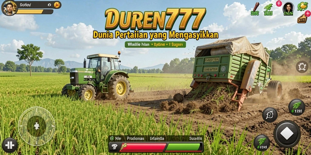 Screenshot DUREN777 menampilkan aktivitas bertani yang seru.