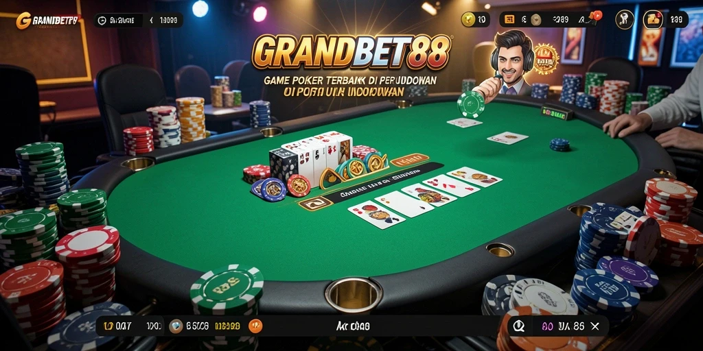 Tampilan gameplay seru dari GRANDBET88 saat bermain poker.