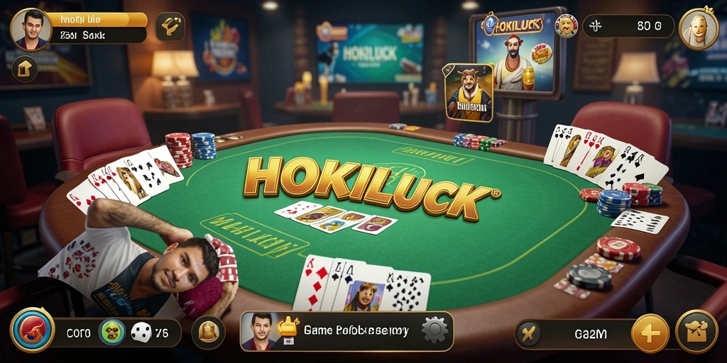 Gameplay HOKILUCK yang menegangkan dalam permainan Poker yang seru.