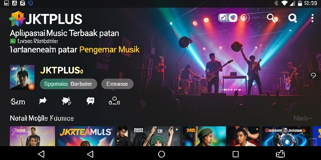 Tampilan gameplay JKTPLUS dengan berbagai pilihan lagu dan fitur menarik.