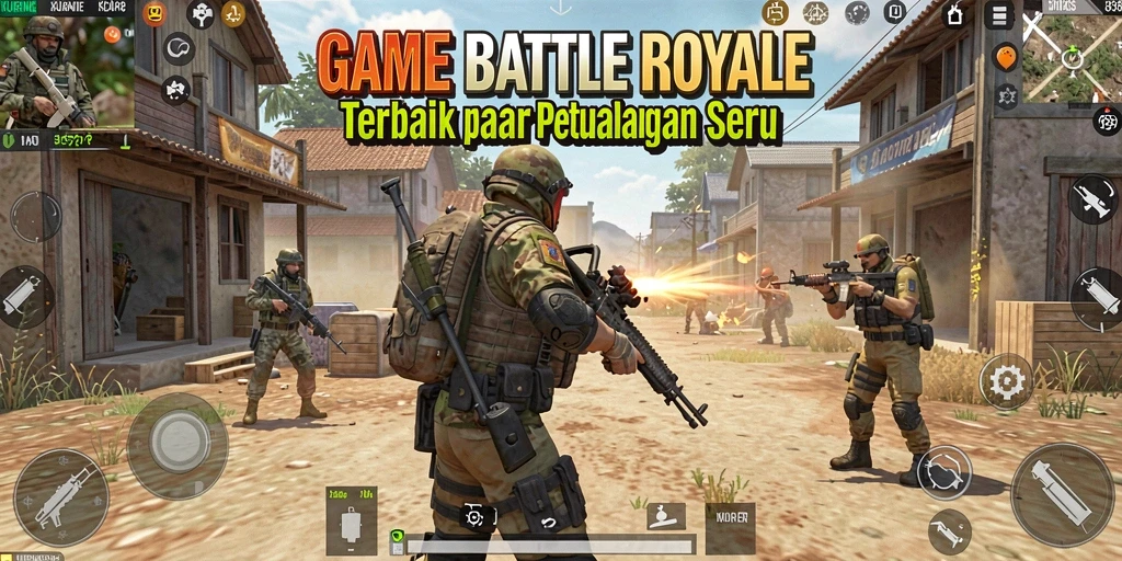 Tampilan layar gameplay Battle Royale KURNIA898 yang penuh aksi.