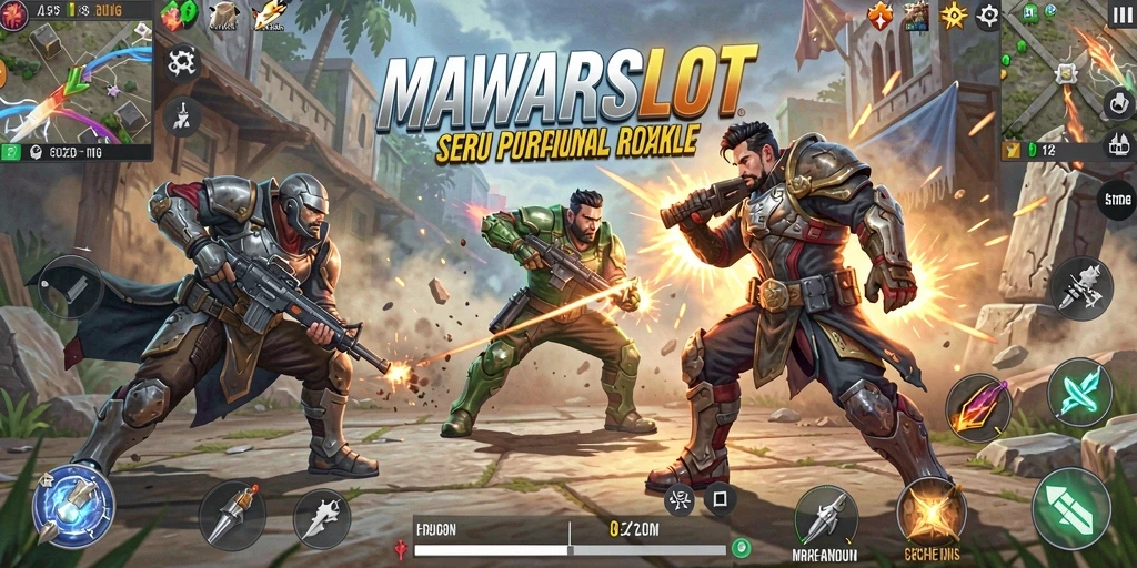 Screenshot utama MAWARSLOT menampilkan intense gameplay di arena Battle Royale.