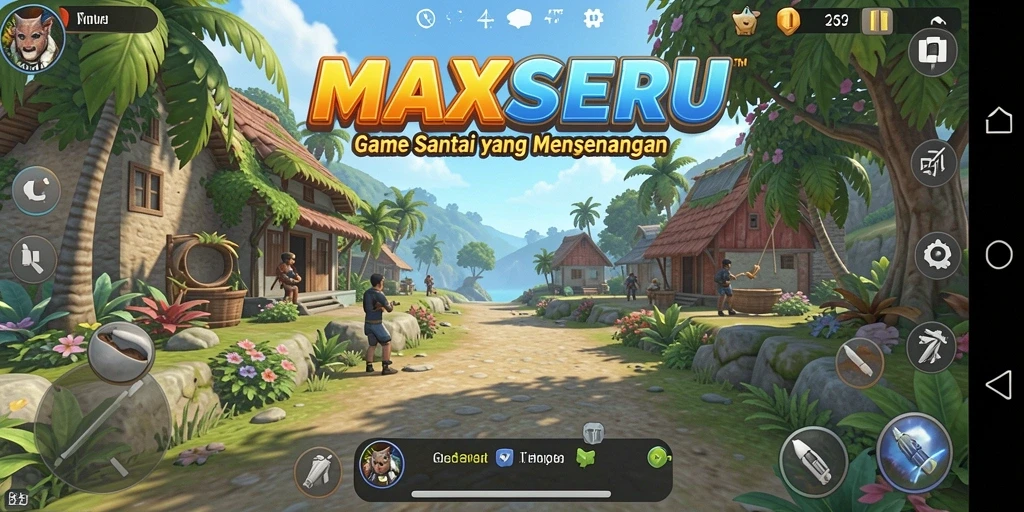 Tangkapan layar gameplay MAXSERU yang penuh warna dan mengasyikkan.