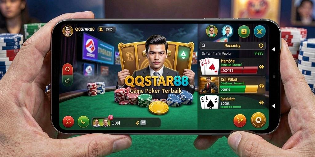 Screenshot QQSTAR88 menunjukkan gameplay poker yang menegangkan dan seru.