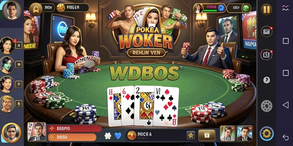 Screenshot utama gameplay WDBOS, menunjukkan keseruan poker.